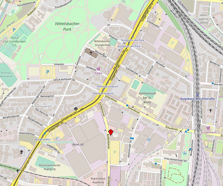 Lageplan der Schwäbischen Forschungsstelle Augsburg (OpenStreetMap)