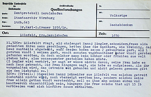 Karteikarte Gerolzhofen 1956