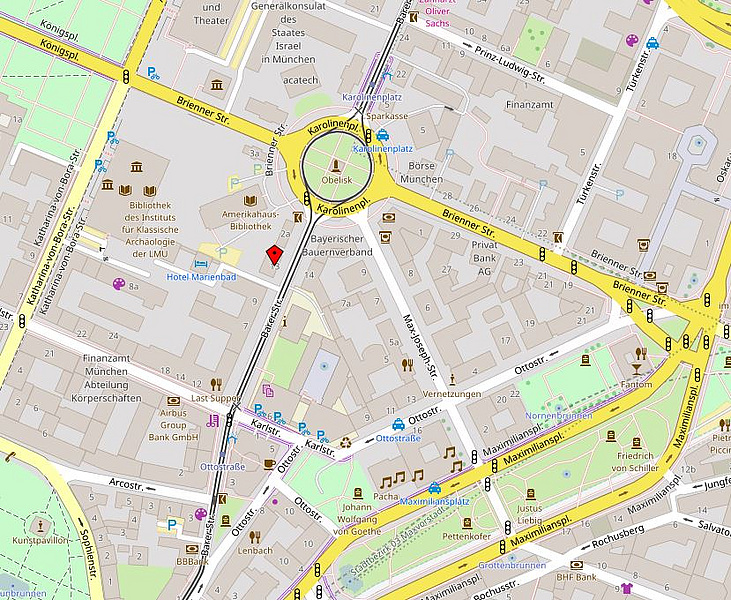Lageplan des Instituts für Volkskunde in München (OpenStreetMap)